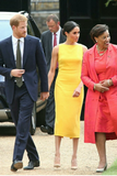 meghan-markles-yellow-dress-tea-length-satin-prom-gown-2