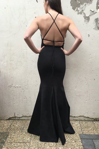 mermaid-style-simple-satin-black-formal-evening-dress-1