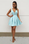 mint-green-satin-short-homecoming-dresses-with-deep-v-neckline