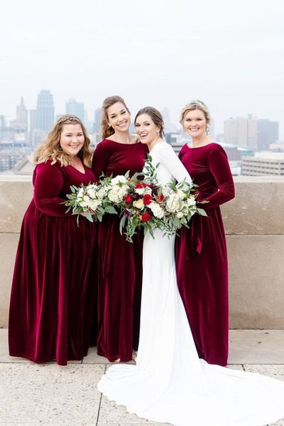 modest-burgundy-bridesmaid-dresses-with-long-sleeves-1