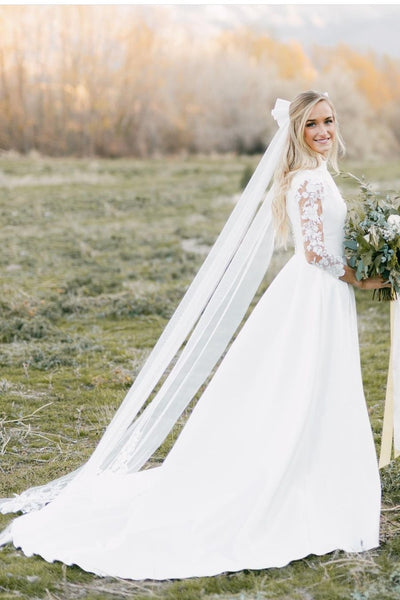 modest-high-collar-wedding-dresses-with-sheer-lace-sleeves