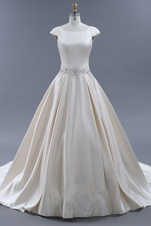 modest-light-champagne-wedding-dresses-ball-gown-with-beaded-sash