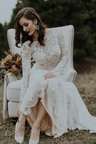 modest-sheath-wedding-dress-lace-long-sleeves-vestido-de-casamento-3
