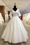 modest-v-neck-bride-wedding-gown-with-trumpet-sleeves