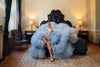 Multi-layers Tulle Blue Wedding Dress with Beaded Bodice