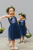 navy-blue-sequin-tulle-children-flower-girl-dresses-knee-length