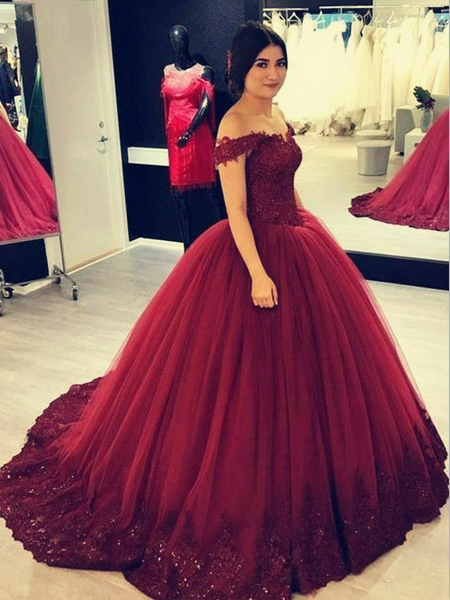 off-the-shoulder-beaded-lace-burgundy-prom-ball-gowns-vestido-de-baile-2