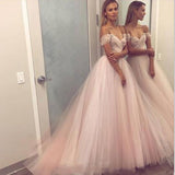 off-the-shoulder-blush-wedding-dress-tulle-ball-gown-3