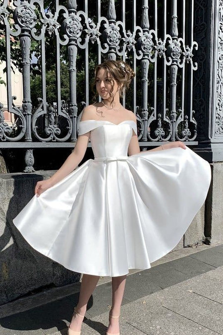 Lace Strapless Tea-Length Wedding Gown Tulle Skirt