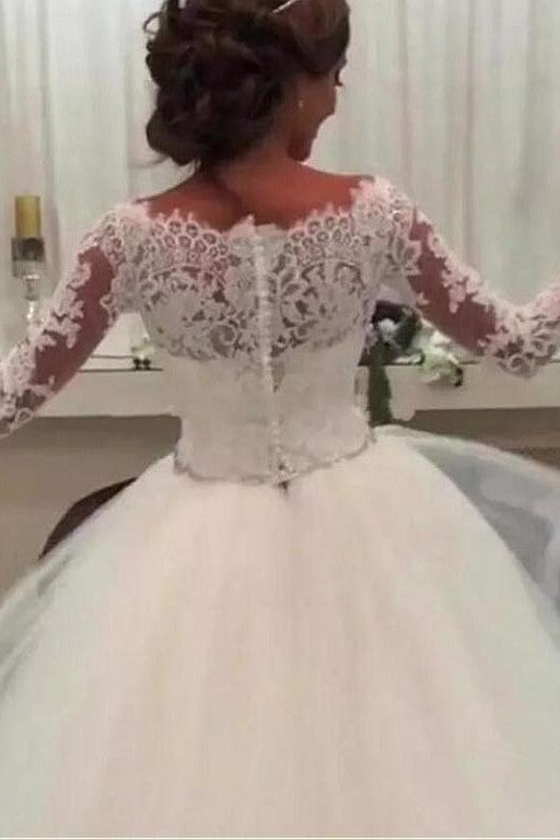off-the-shoulder-lace-34-sleeves-wedding-gown-with-rhinestones-belt-sash-1