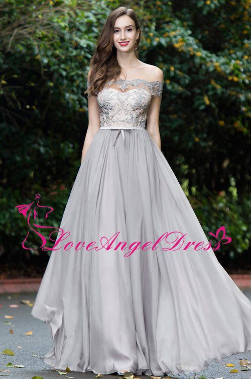 off-the-shoulder-lace-and-chiffon-gray-prom-dresses