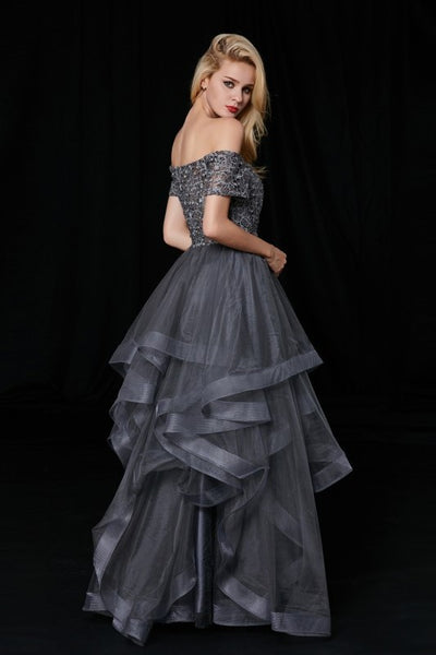 off-the-shoulder-lace-grey-prom-gown-with-netting-trim-skirt-1