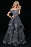 off-the-shoulder-lace-grey-prom-gown-with-netting-trim-skirt-2