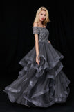 off-the-shoulder-lace-grey-prom-gown-with-netting-trim-skirt