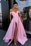 off-the-shoulder-pink-satin-long-prom-gown-with-high-thigh-slit