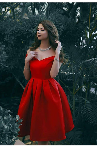 Off-the-shoulder Satin Red Homecoming Dresses 2021 – loveangeldress