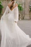 off-the-shoulder-sleeve-chiffon-wedding-gown-2021-summer-1