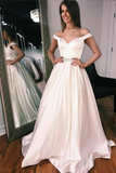 off-the-shoulder-sweetheart-a-line-satin-wedding-gown-with-beaded-belt