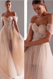 off-the-shoulder-tulle-blush-prom-gown-with-sequin-beads-skirt