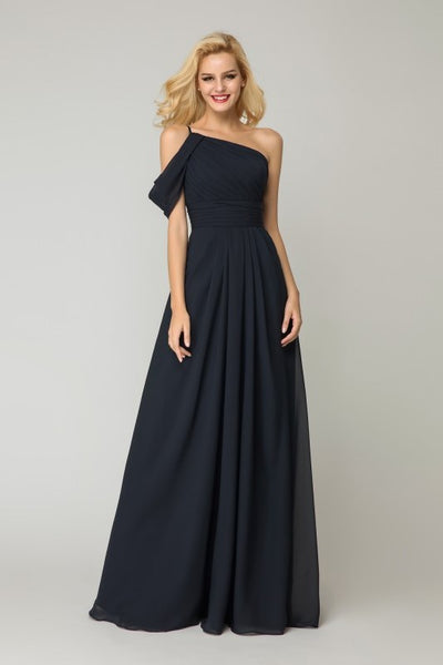 one-shoulder-dark-navy-bridesmaid-dress-chiffon-skirt-2