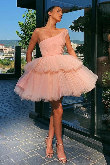 Wide Off-the-shoulder Prom Dress Short Satin Skirt