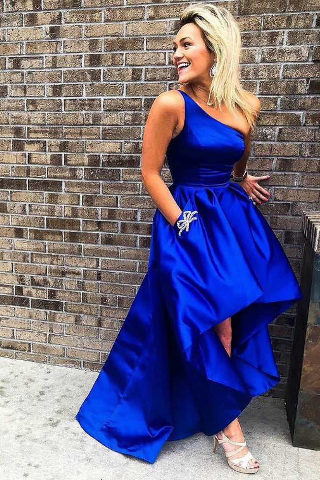 one-shoulder-royal-blue-prom-dress-satin-high-low-skirt-1