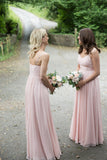 pale-pink-chiffon-bridesmaid-dresses-with-double-straps