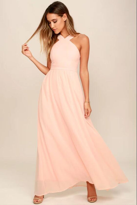 Contrast Color Boho Bridesmaid Dress with Chiffon Skirt