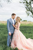 pearls-lace-blush-wedding-dresses-with-plunging-v-neck-5
