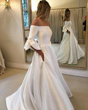 petal-sleeve-satin-wedding-dresses-off-the-shoulder-vestido-de-novia-2