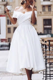 pleated-off-the-shoulder-white-prom-dress-tea-length