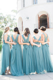 pleated-teal-hi-lo-bridesmaid-dresses-with-tulle-skirt-1