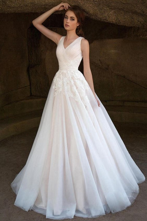 pleated-tulle-wedding-gown-with-appliques-vestido-de-boda
