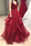 pleated-v-neckline-tulle-prom-dress-with-horsehair-layered-skirt