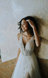plunging-beading-tulle-wedding-dresses-with-sheer-bodice-2