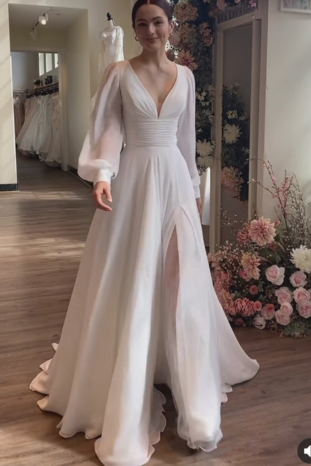 2024 Strapless Satin Wedding Dress with Split Side