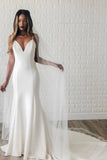 plunging-neckline-simple-wedding-gown-dress-open-back