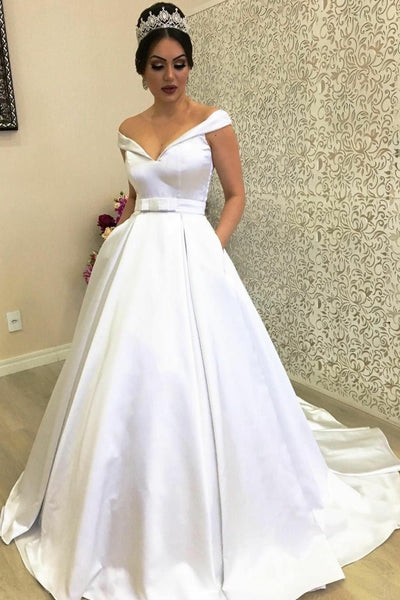 plunging-off-the-shoulder-satin-ball-gown-wedding-dress-with-pockets