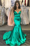 plunging-sweetheart-green-prom-dress-mermaid-train