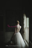 Plunging V-neck A-line Tulle Crystals Bridal Gown