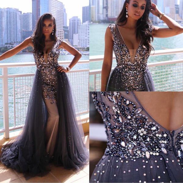 plunging-v-neck-beaded-rhinestones-prom-dresses-with-tulle-skirt-3