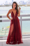 plunging-v-neck-boutique-wine-tulle-maix-long-dress-prom-2
