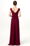 plunging-v-neck-cap-sleeves-burgundy-bridesmaid-gown