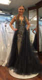 plunging-v-neck-dusty-navy-prom-gown-beaded-bodice-1