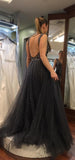 plunging-v-neck-dusty-navy-prom-gown-beaded-bodice-2