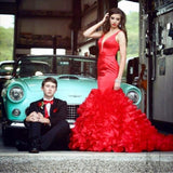 plunging-v-neckline-mermaid-evening-prom-dresses-with-ruffled-skirt-2