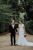 plunging-v-neckline-simple-spandex-wedding-dresses-with-cathedral-train-1