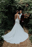 plunging-v-neckline-simple-spandex-wedding-dresses-with-cathedral-train-2
