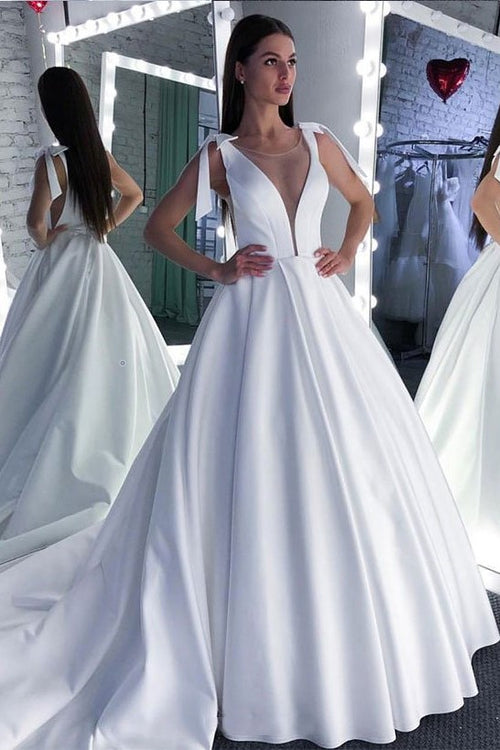 pure-white-satin-wedding-dress-illusion-plunging-neckline