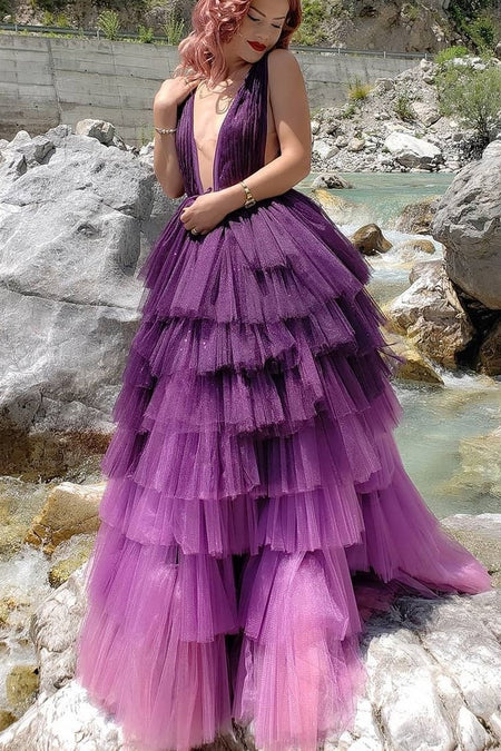 Square Neck Simple Long Prom Gown with Strappy Open Back